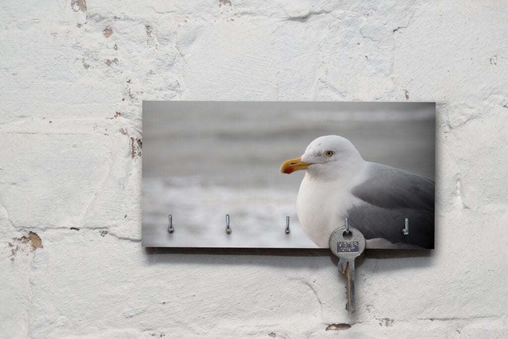 Schlüsselbrett auf Holz - Maritim - Dicke Möwe
