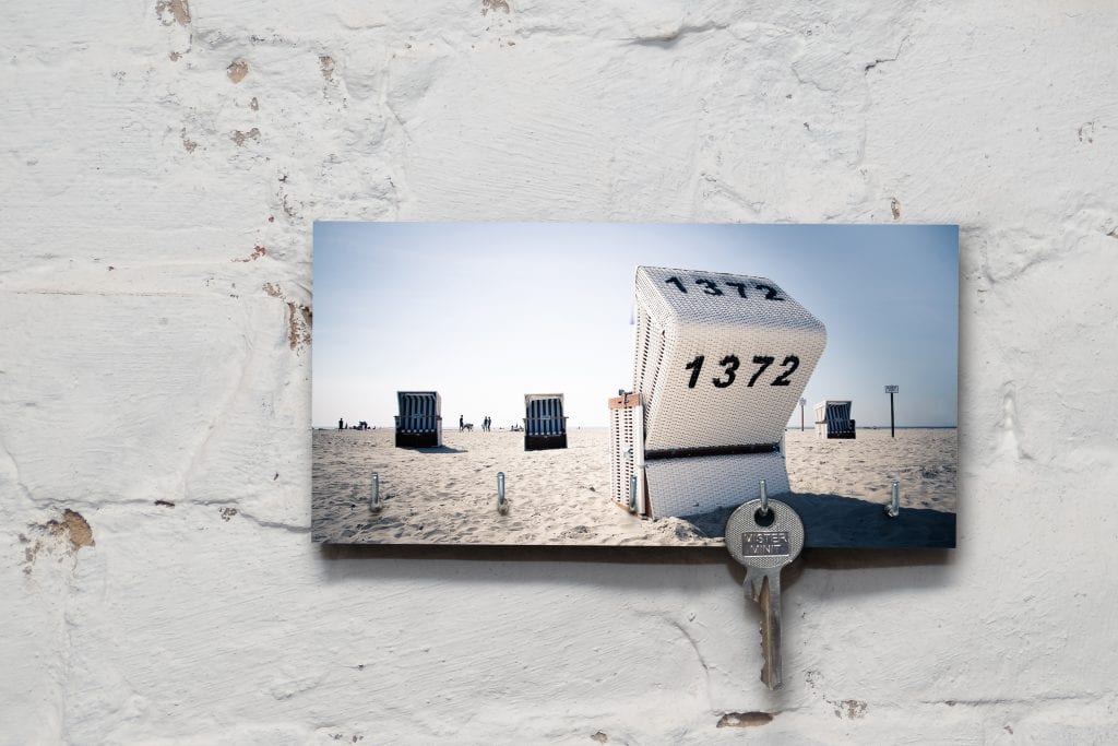 Schlüsselbrett auf Holz - Maritim - Strandkörbe