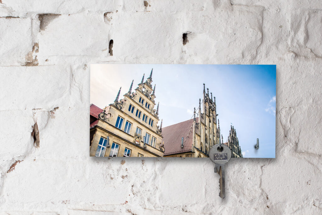 Schlüsselbrett auf Holz - Münster - Giebelhäuser Spitzen