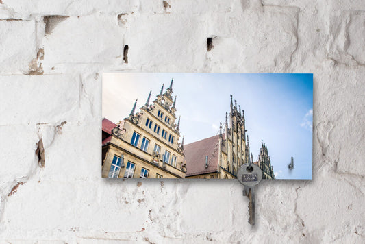 Schlüsselbrett auf Holz - Münster - Giebelhäuser Spitzen